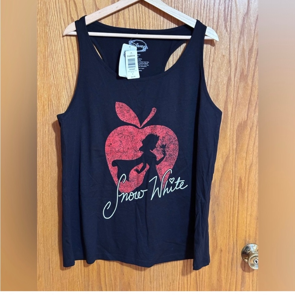 Torrid Black Tank Top with Snow White Graphic Design